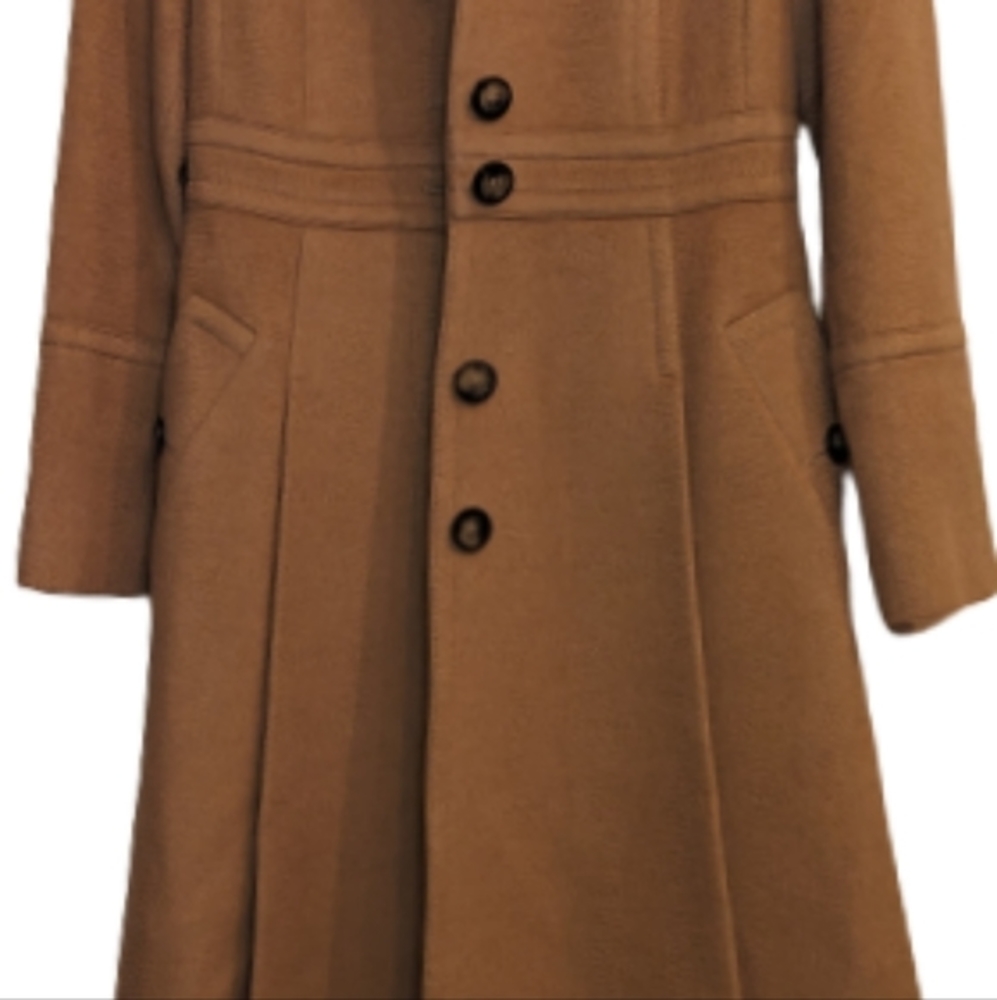 Burberry tan trench coat 100% camel hair princess cut button down half 2 - Picture 4 of 7